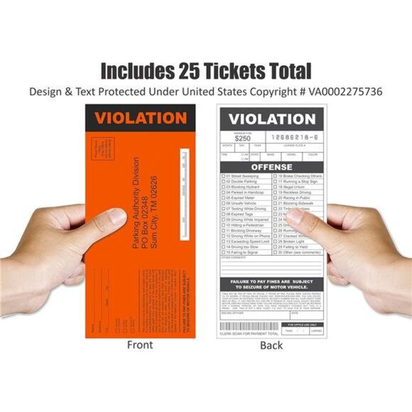 Fake Parking Tickets Prank - Qty 25, Joke Violation Parking, Funny Gag Pretend - Picture 2 of 7